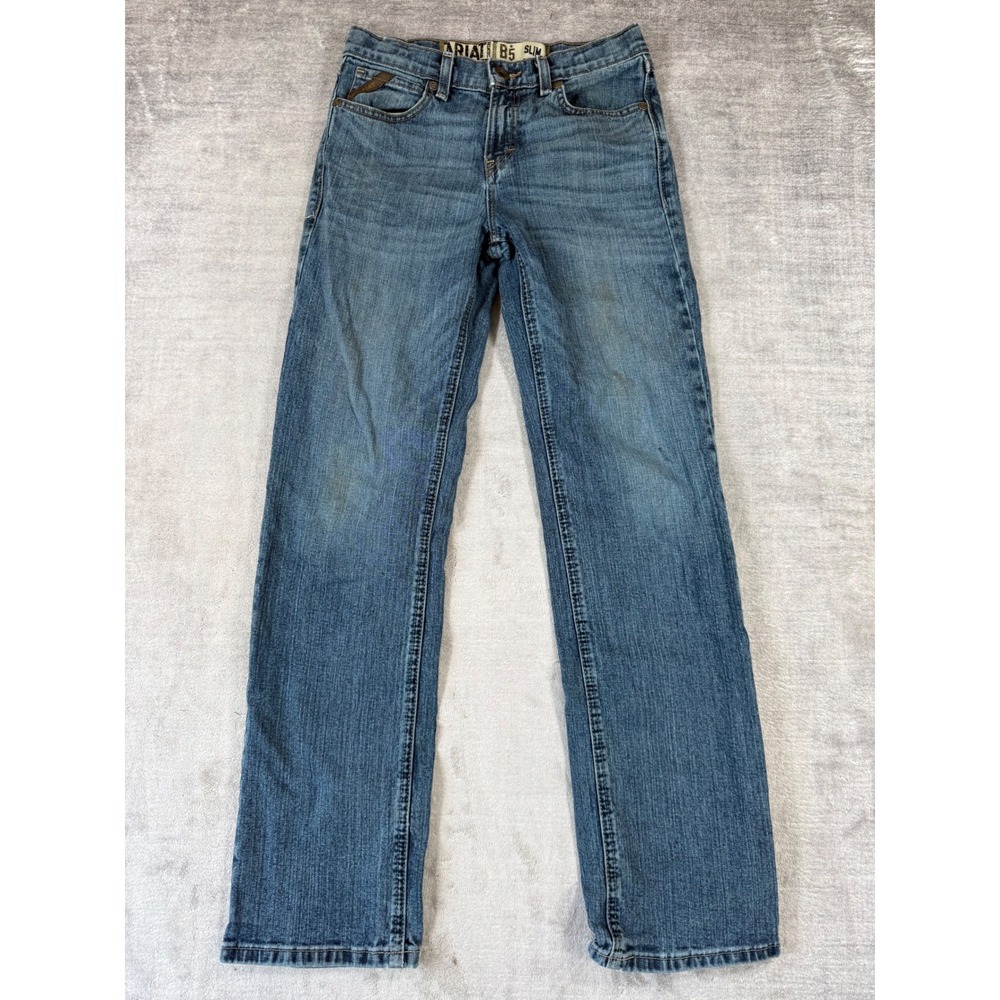 Ariat B5 Jeans Kids 16 Blue Slim Straight Leg Western Workwear Medium Wash Denim